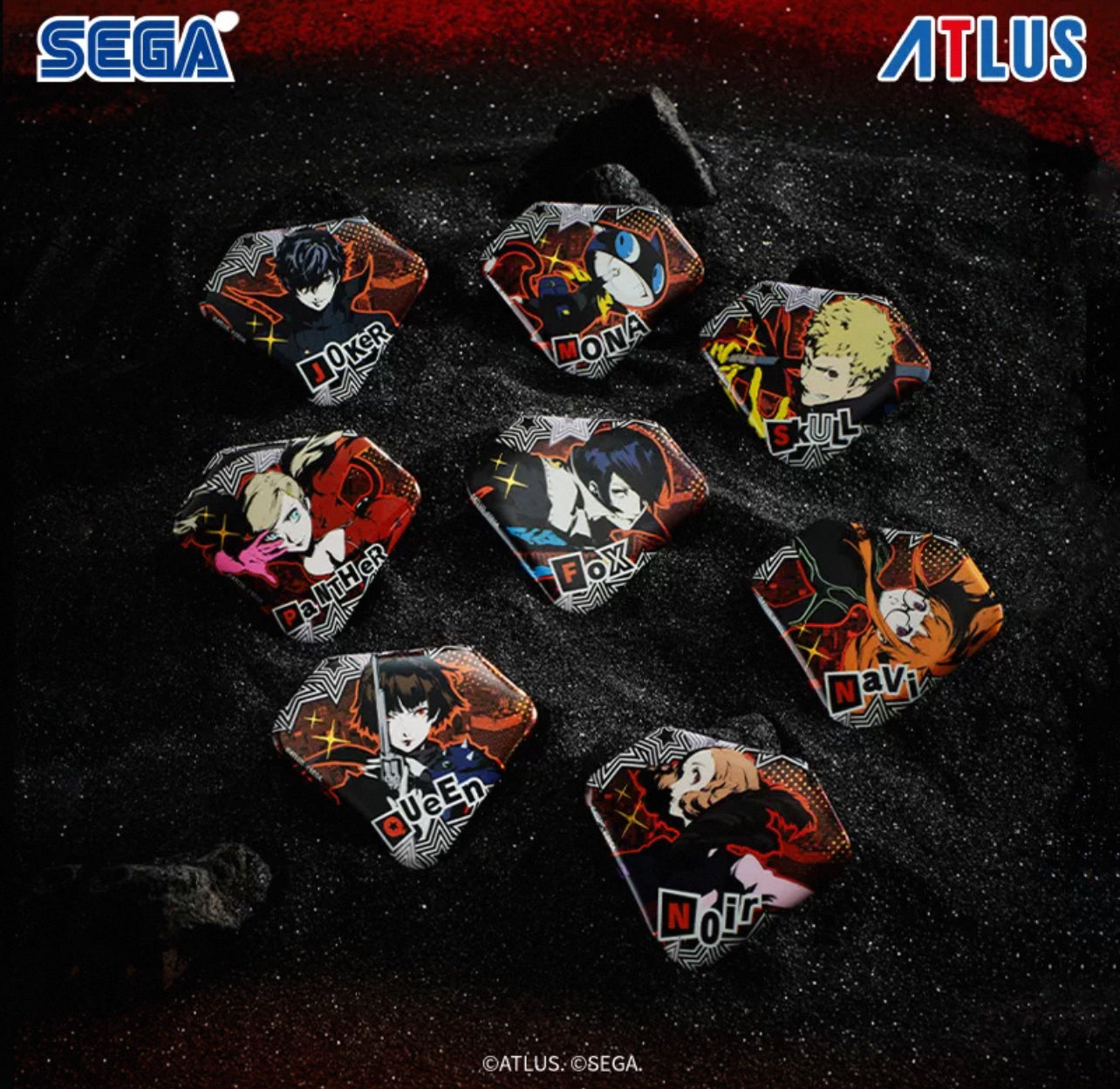 [PRE-ORDER] Persona 5 x SEGA STORE Diamond-Shaped Can Badge Pin